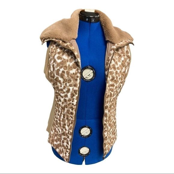 RUBY Rd. Quilted Animal Print, Vest, Women’s Sz L - Picture 1 of 14